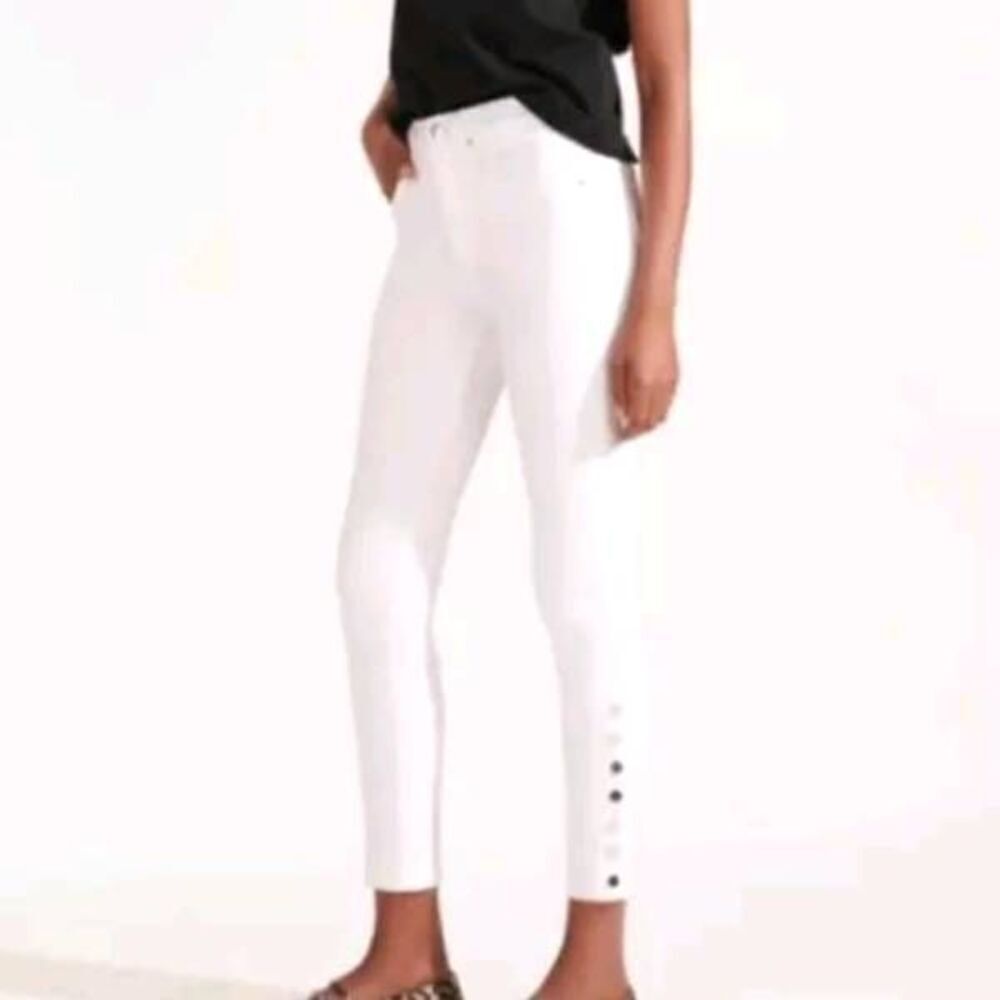 Veronica Beard White Kate High Rise Skinny Jeans w/ Snap Button Size 24 / 00